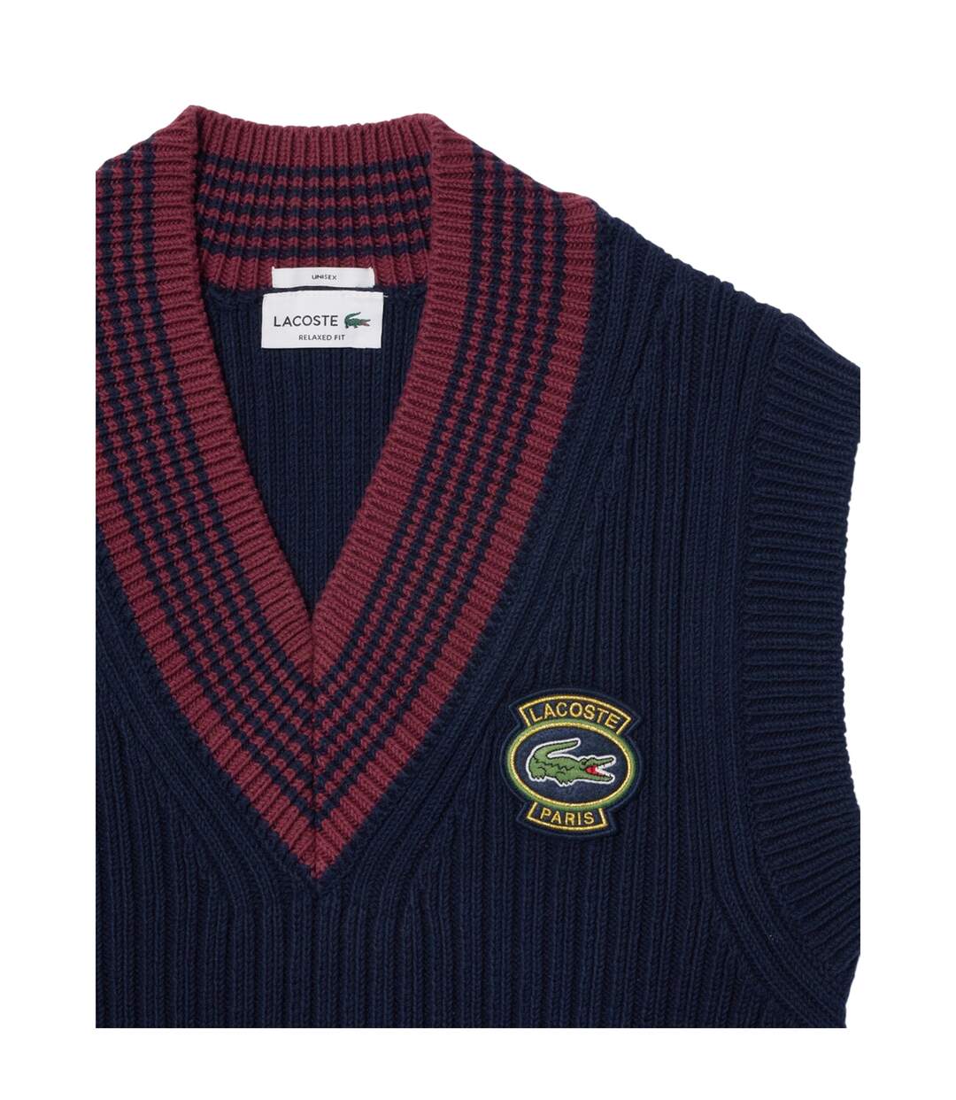 Unisex Adult Badge Knitted Regular Sweater Vest Navy Lacoste-3