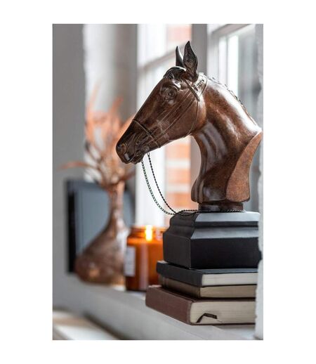 Statuette Déco Tête de Cheval 35cm Marron