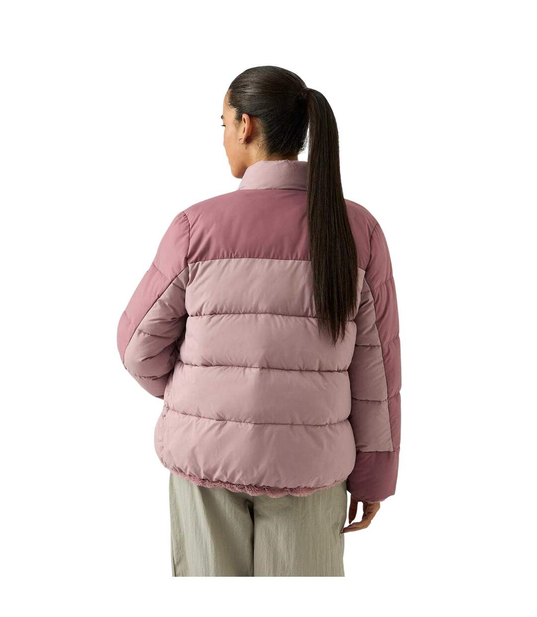 Womens/ladies Reversible Puffer Jacket Dusty Rose Reebok-3