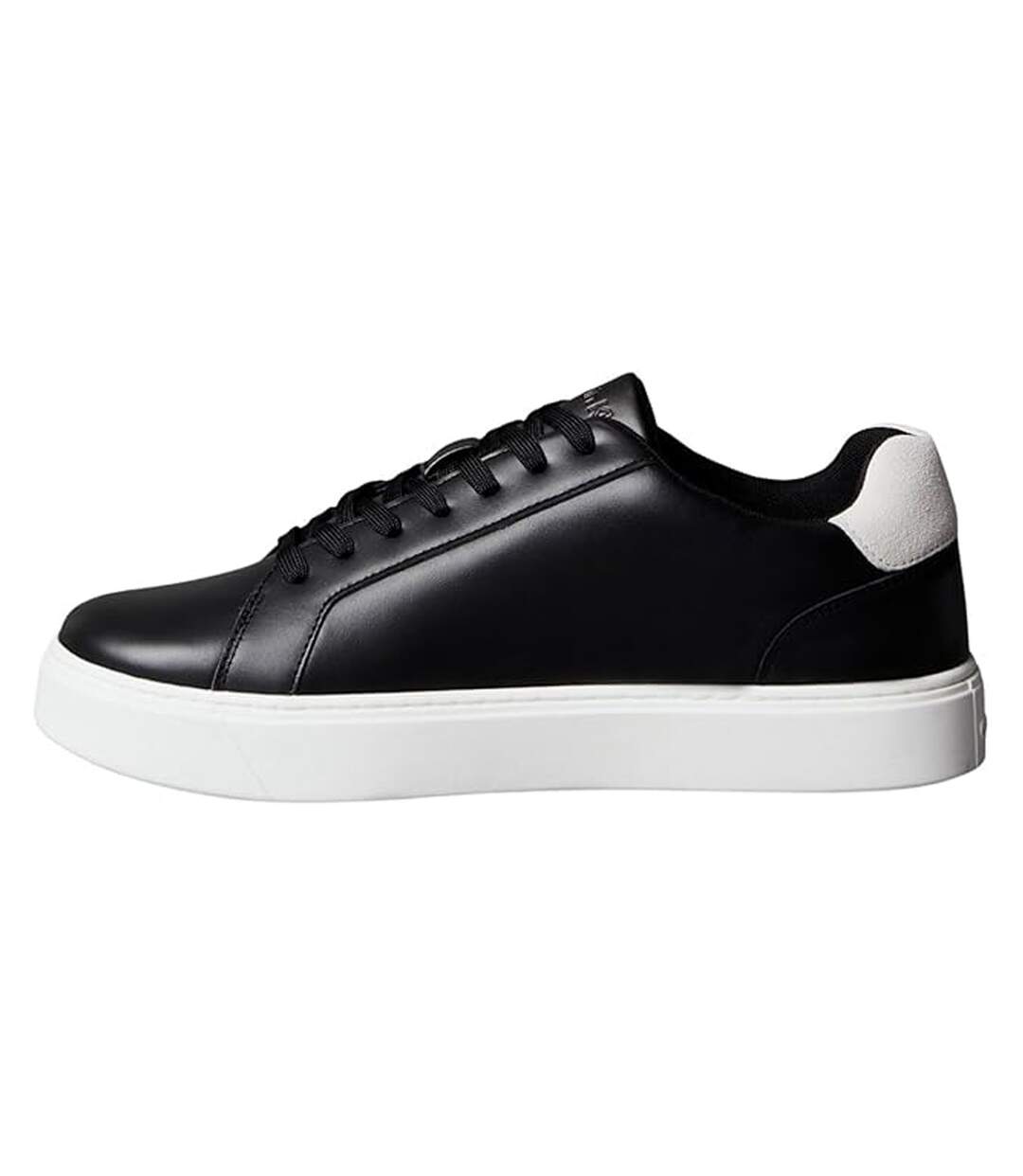 Mens Classic Logo Leather Flat Trainers Black White Calvin Klein-2
