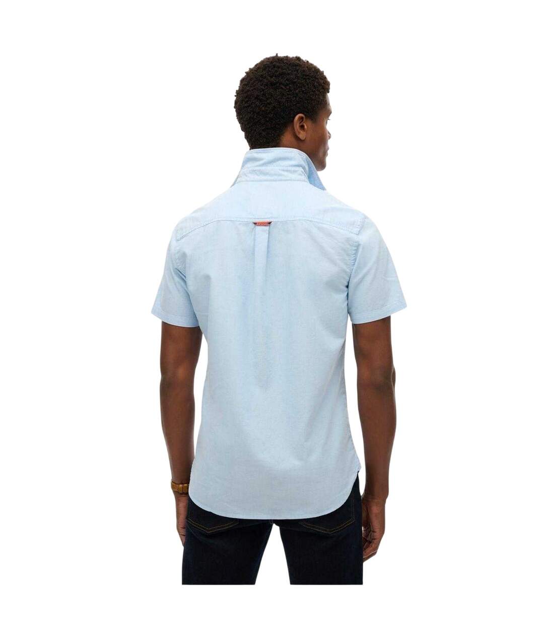 Mens Regular Short-sleeved Shirt Light Blue Superdry-3