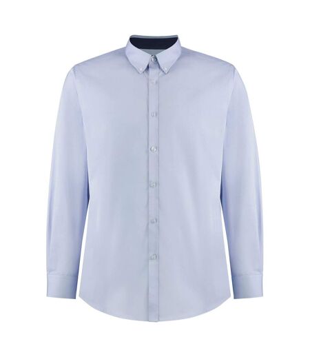 Kustom Kit Mens Premium Contrast Oxford Tailored Long-Sleeved Shirt (Light Blue/Navy) - UTRW8734