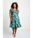 Robe courte cache-coeur motif végétal-1