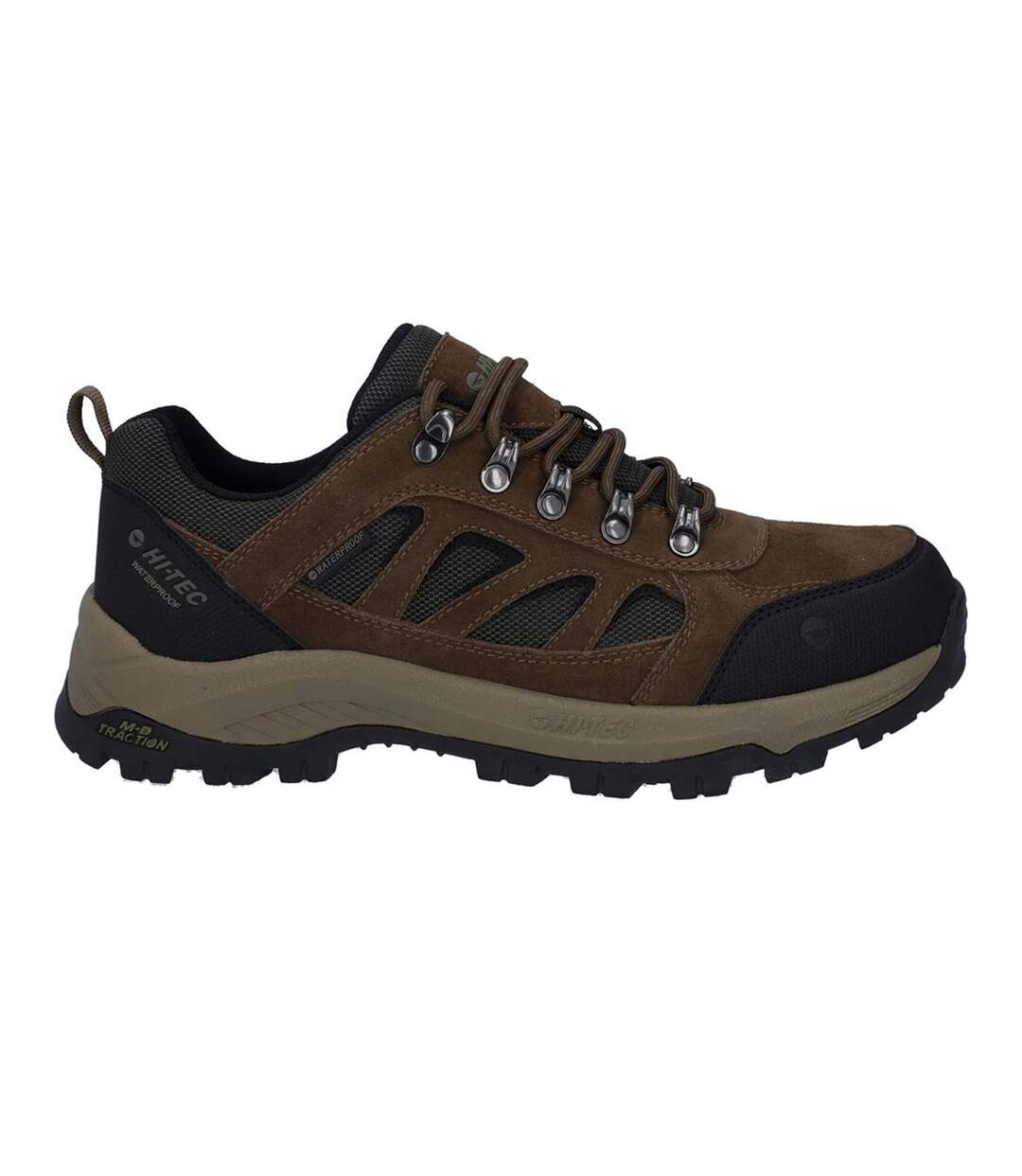 Mens Bandera Expedition Suede Low Walking Shoes Smokey Brown Khaki Green Hi-Tec-4