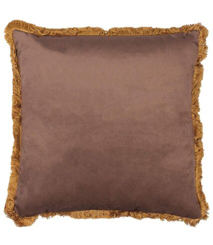 Paoletti Lupita Fringed Cheetah Throw Pillow Cover (Caramel/Gold) (50cm x 50cm)