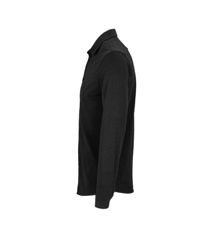 NEOBLU Mens Basile Piqué Natural Long-Sleeved Shirt (Deep Black)