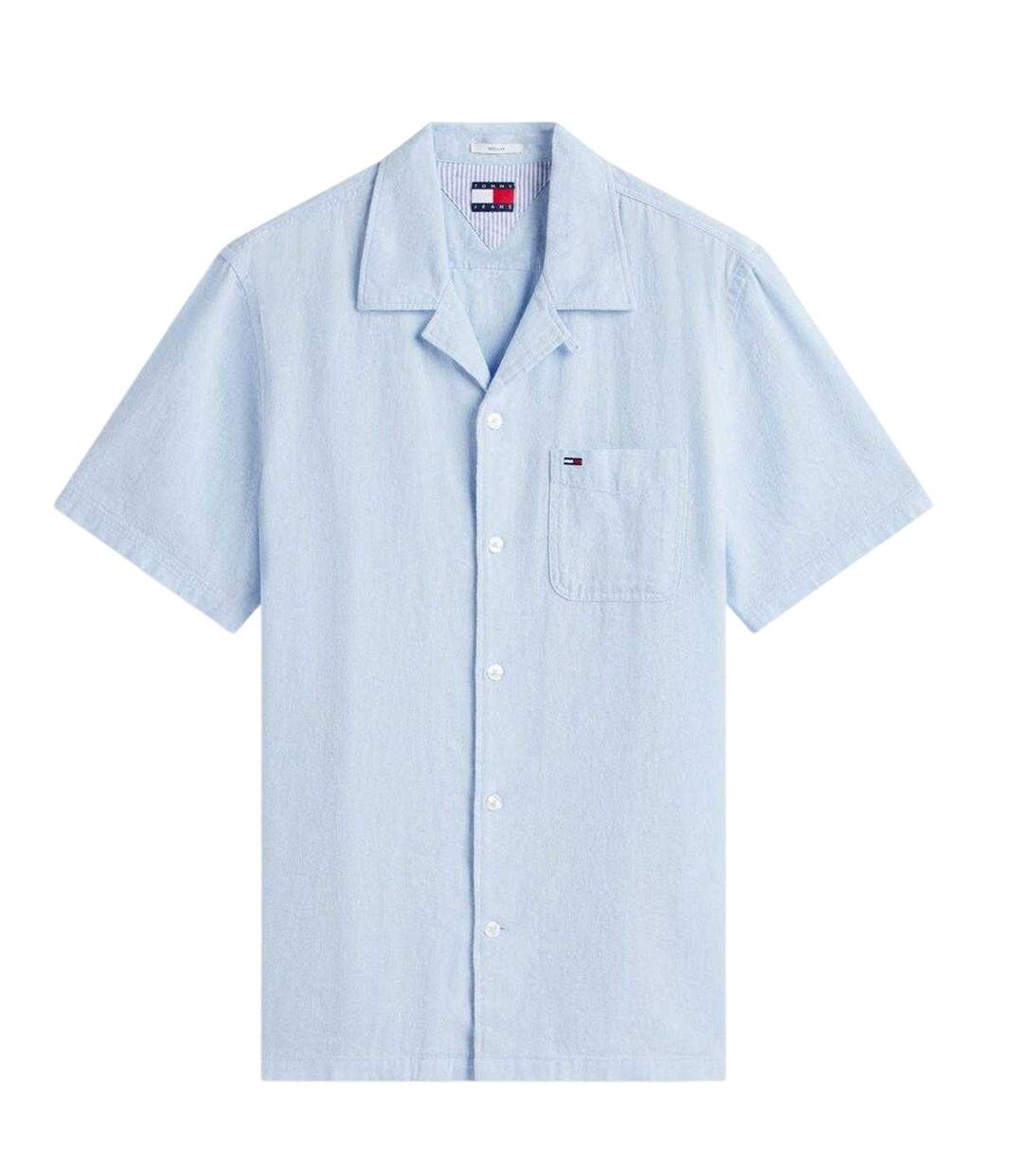 Mens Linen Short-sleeved Shirt Sweet Blue Tommy Jeans-2