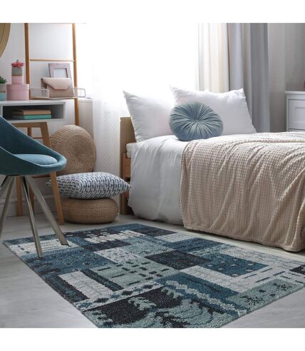 Tapis salon et chambre fait main en laine motif géométrique RASPOR