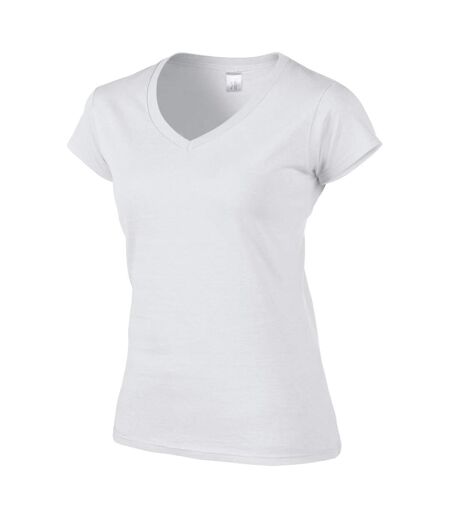 T-shirt à manches courtes et col en v femme blanc Gildan