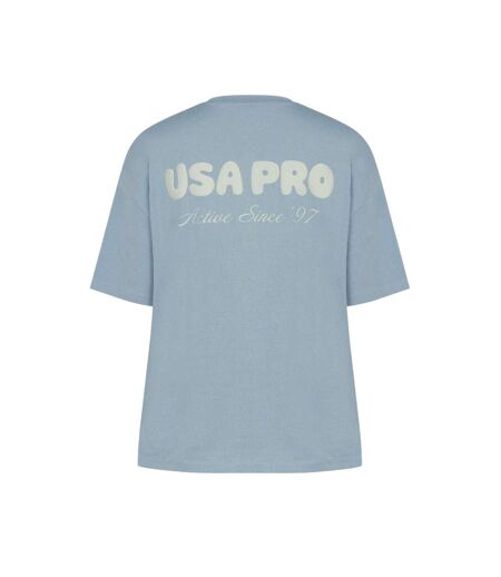 Womens/ladies Back Print Oversized T-shirt Brunnera Blue USA Pro