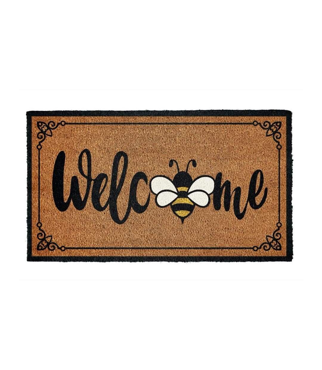 Welcome bee door mat 40cm x 70cm brown/black Groundsman