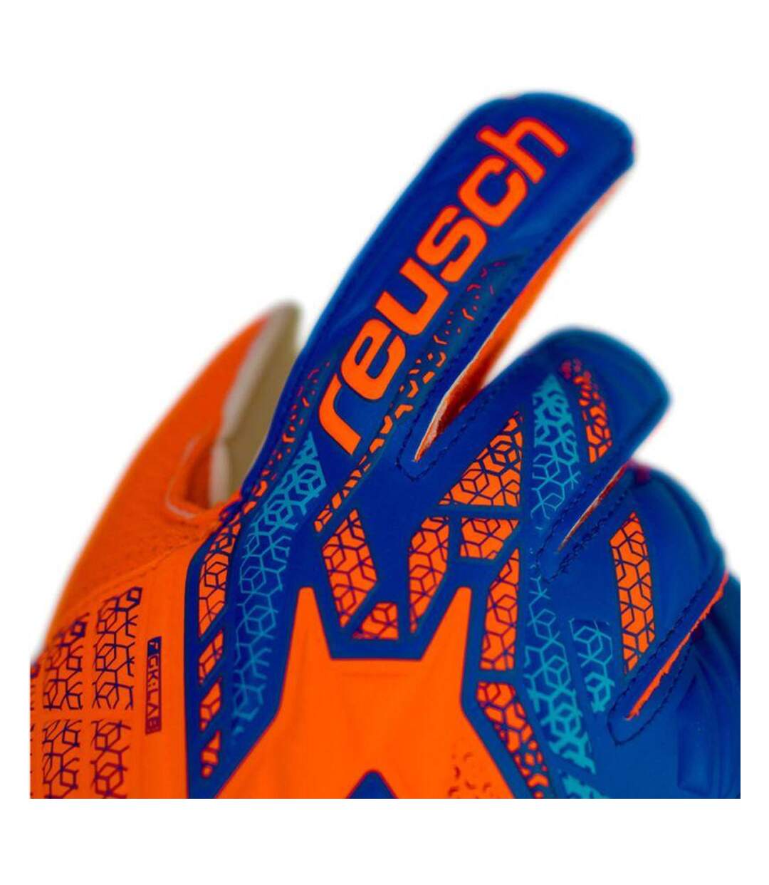 Childrens/kids Attrakt Solid Goalkeeper Gloves Blue Orange Reusch-3