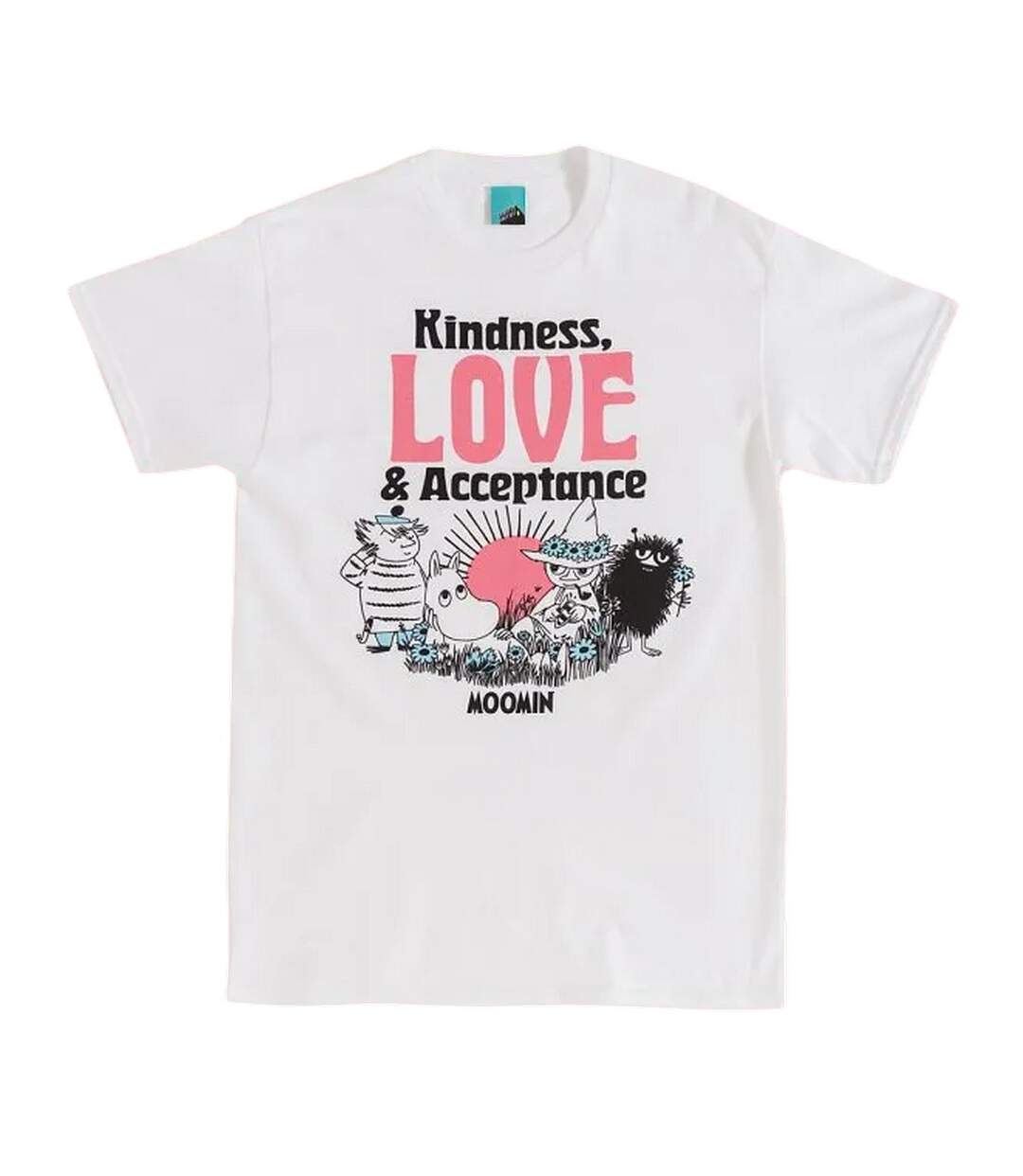 T-shirt Kindness Love And Acceptance Adulte Blanc Blanc Cassé Moomin-2