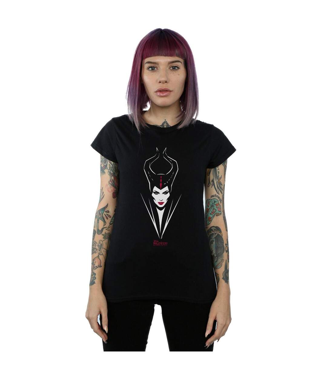 Disney T-shirt en coton Femmes/Dames Maleficent Mistress Of Evil Face (Noir) - UTBI30610-2
