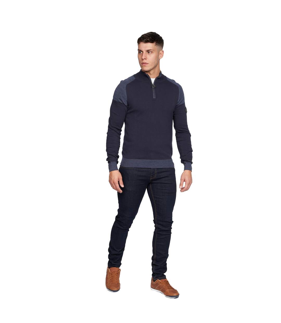 Mens deltas knitted jumper navy Duck and Cover-4