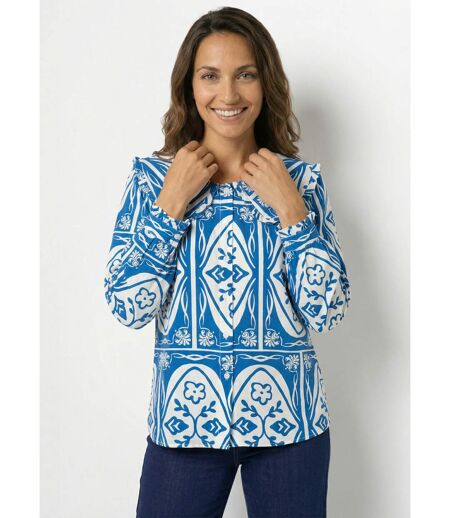 Chemisier col claudine, motif fantaisie