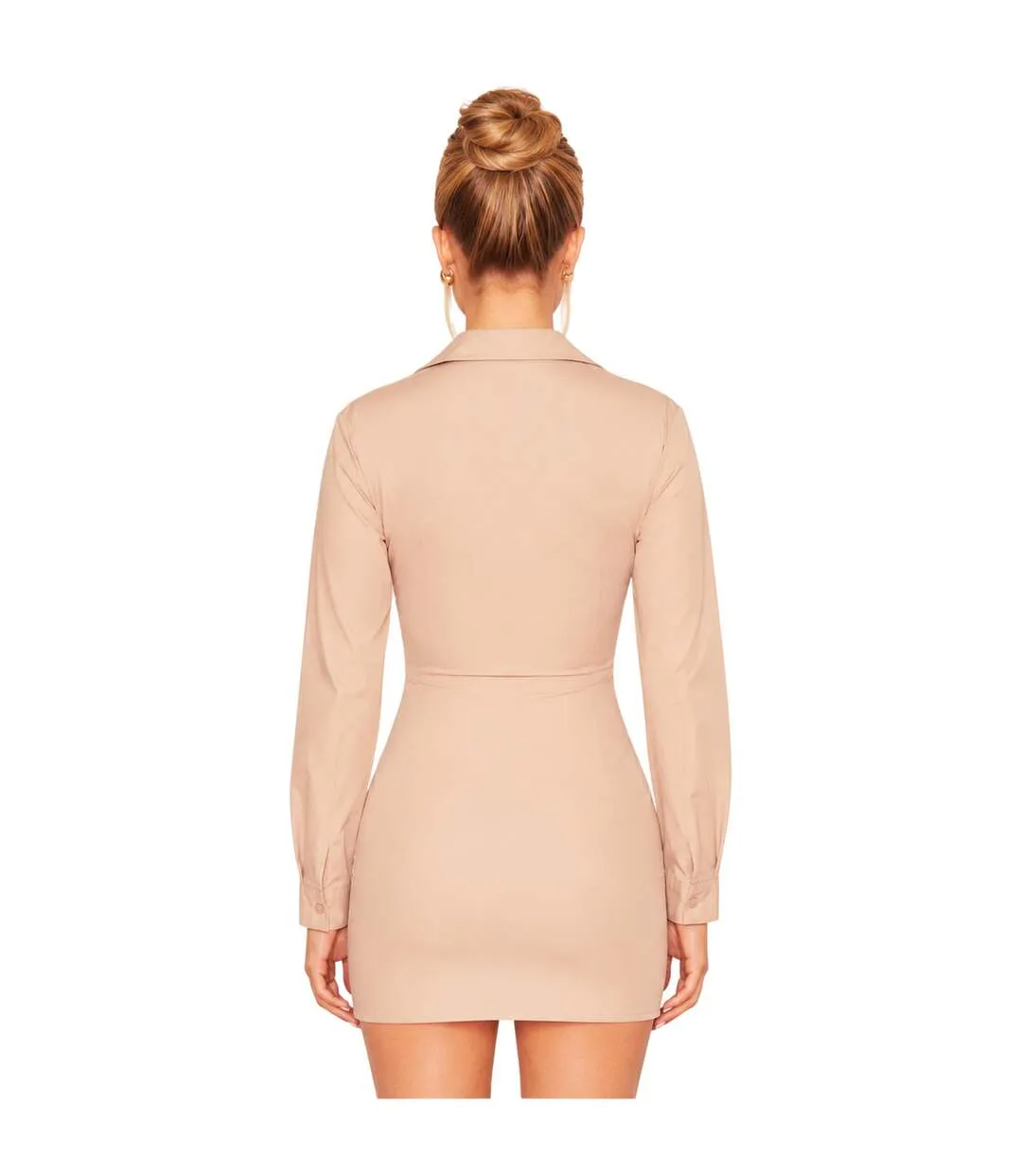 Womens/ladies Plunge Mini Dress Beige Missy Empire-2