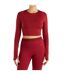Womens/ladies Pro Long-sleeved Training Crop Top Sundried Tomato Umbro-1