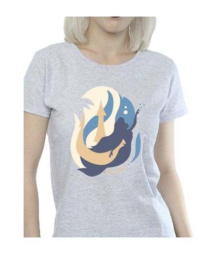 Disney T-shirt en coton Femme/Ladies The Little Mermaid Colour Silhouettes (Gris sportif) - UTBI26316