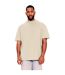 Mens ringspun cotton extended neckline tall oversized t-shirt ecru Casual Classics