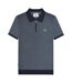 Mens Knitted Quarter Zip Polo Shirt Navy Lambretta-1