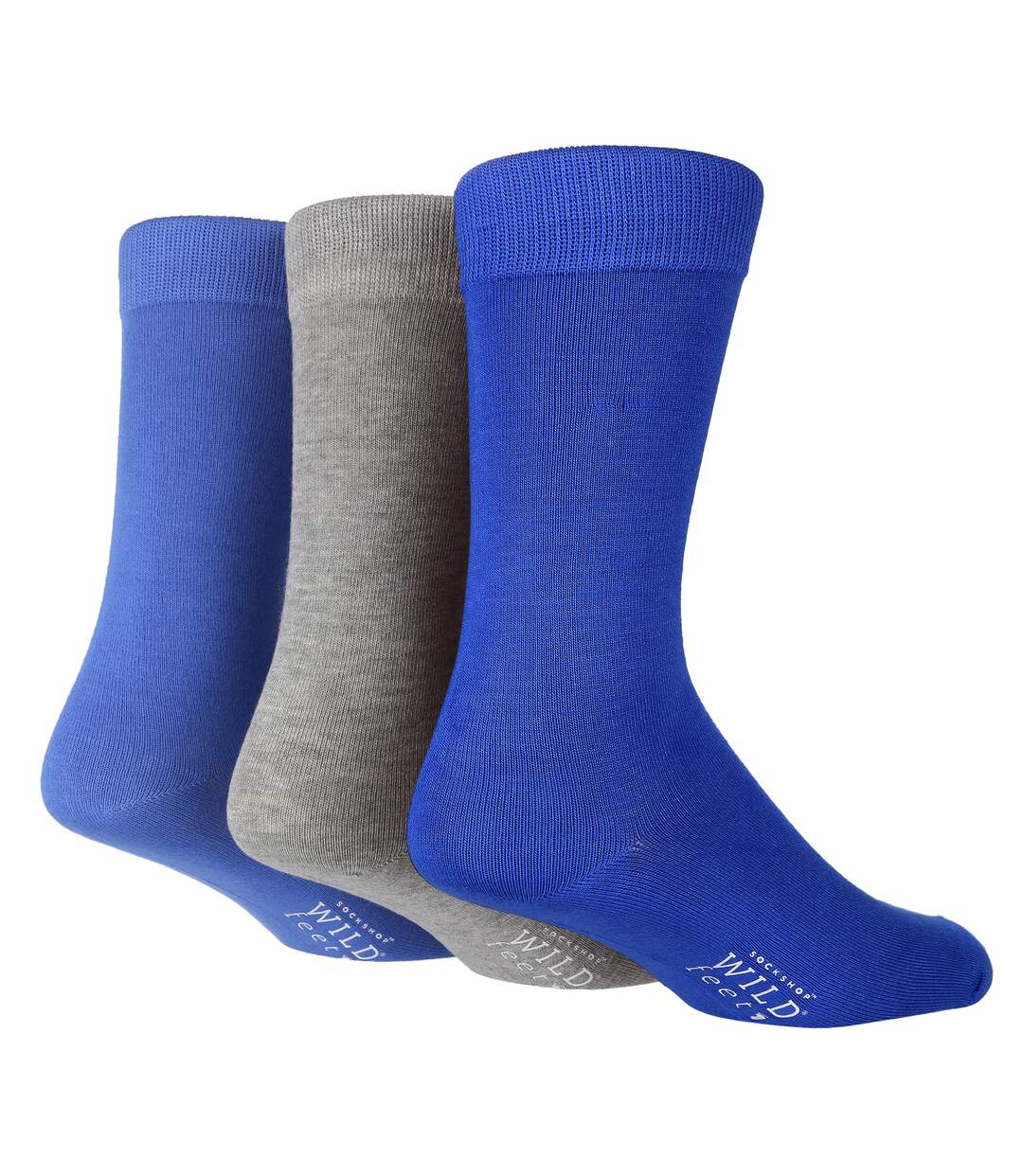 Wild Feet - 3 Pk Mens Plain Coloured Bamboo Socks