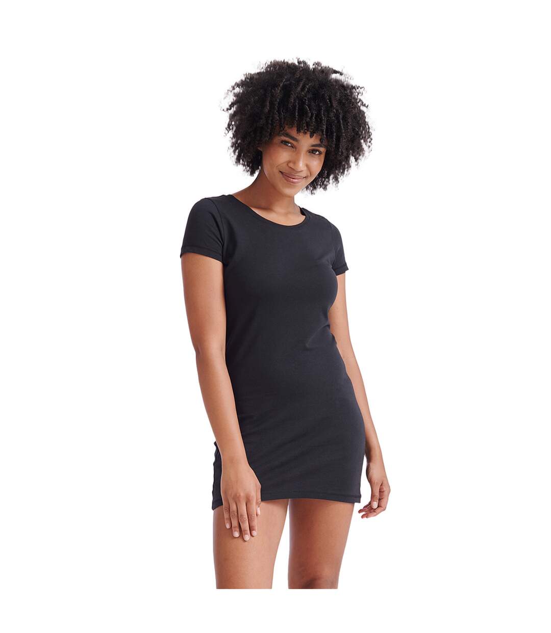 Womens/ladies t-shirt dress black Skinni Fit-2