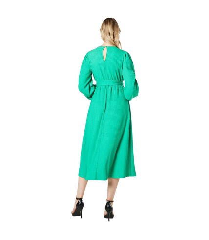 Womens/ladies textured jersey belt midi dress green Principles