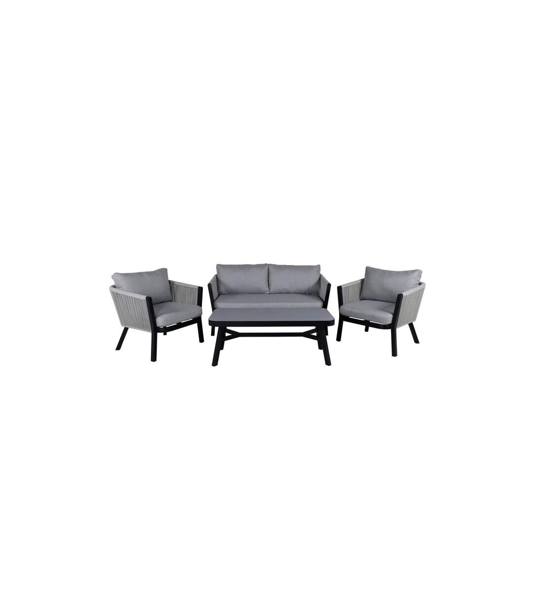 Salon de Jardin Virya 150cm Noir & Gris-1
