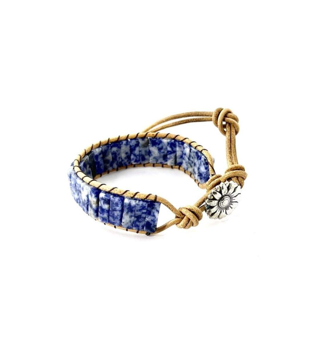 Bracelet d'amitié en sodalite et cuir-1