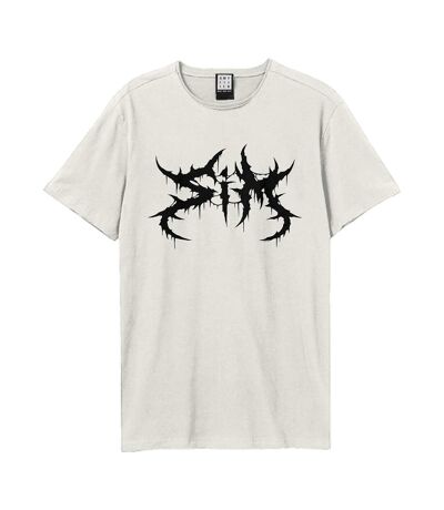 Unisex Adult Sim Logo T-shirt Vintage White Amplified