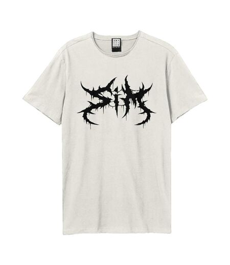 Unisex Adult Sim Logo T-shirt Vintage White Amplified