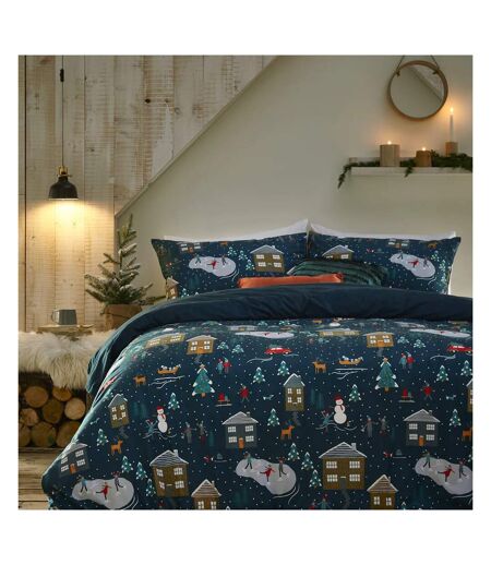 Pine winter duvet cover set navy Furn