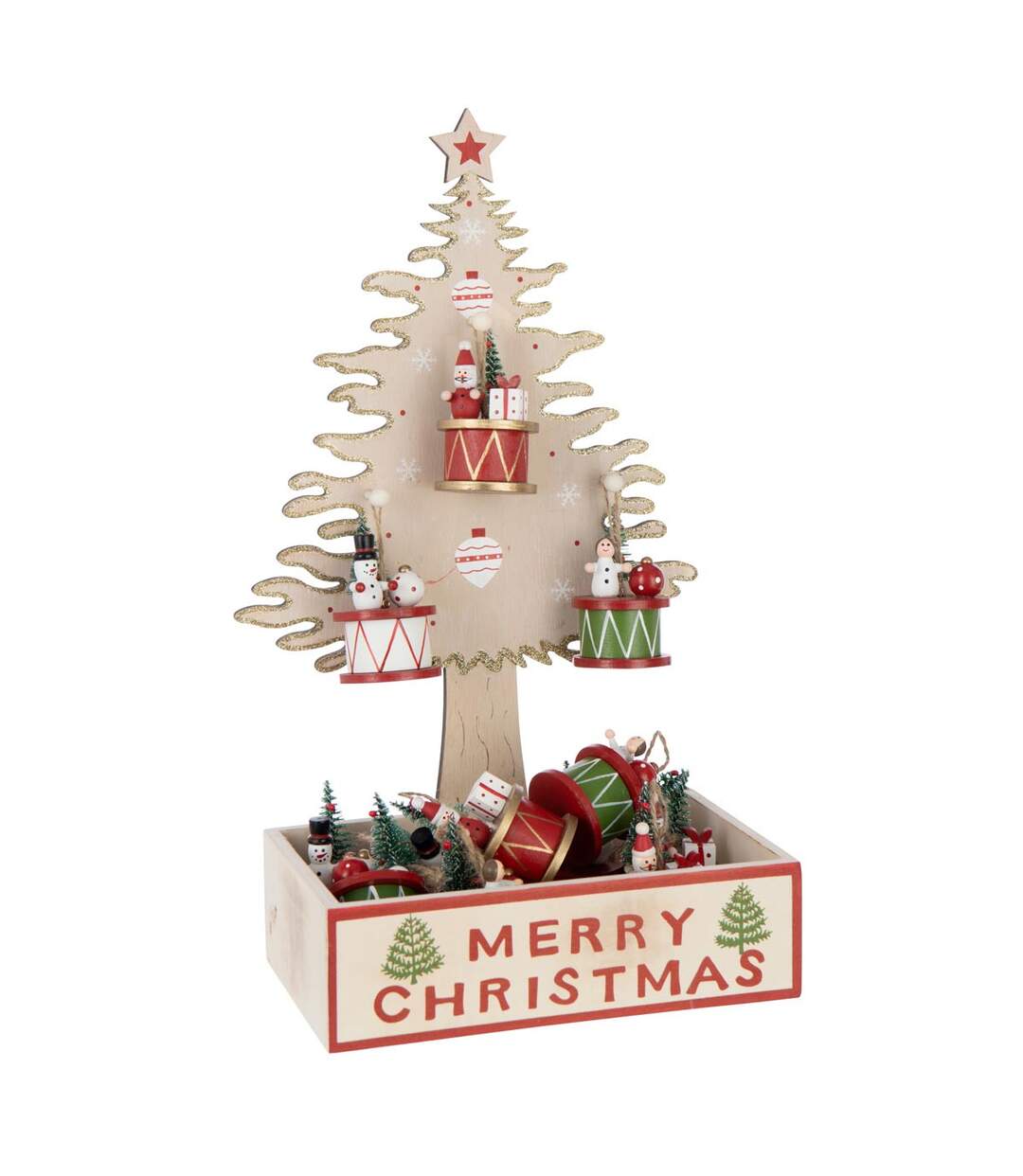 Arbre de Noël Déco Merry Christmas 41cm Naturel-1