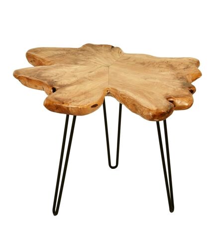 Table basse fait main en bois motif floral ELO