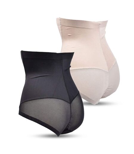 OZABI Culotte Gainante Femme Taille Haute Lot 2 Noir Chair