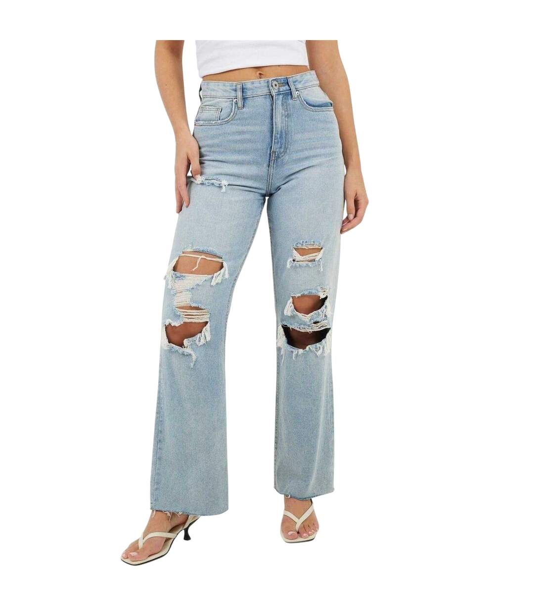 Jean Motif/style Usé Femme Bleu Pâle Brave Soul-2