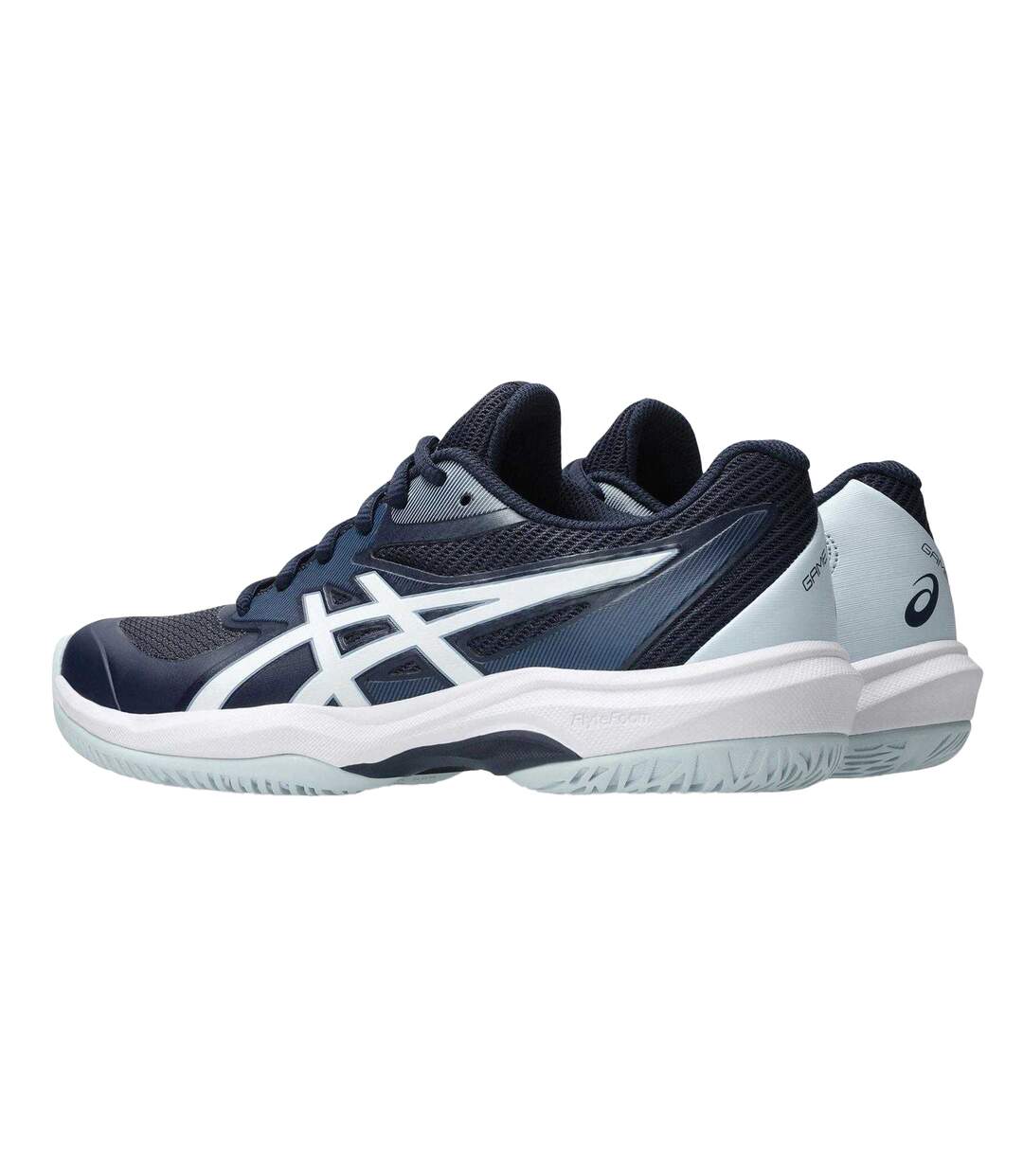 Womens/ladies Game Tennis Shoes Midnight White Asics-2