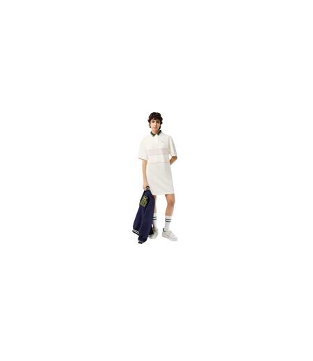 Robe Polo Motif/style À Rayures Femme Crème Lacoste
