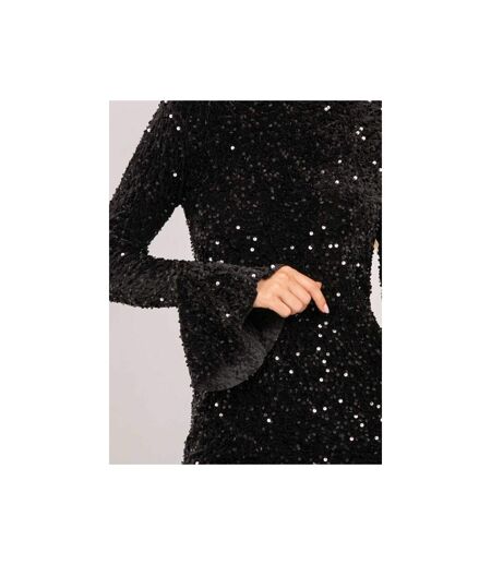 Robe courte sequins sur base velours et manches volantées IRLEPA - Dona X Lisa