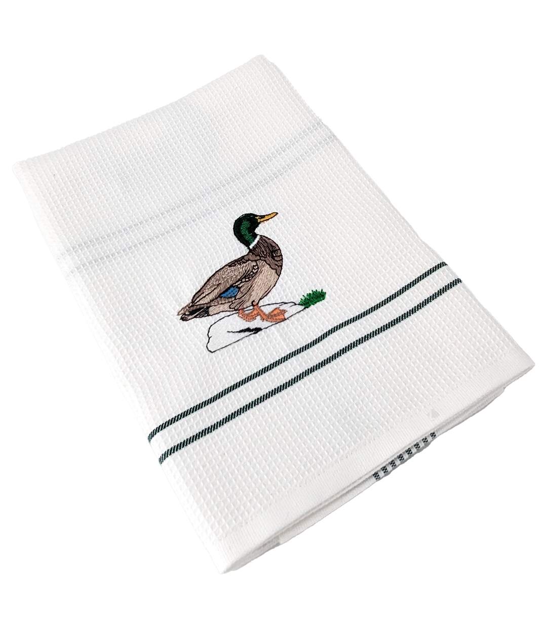Torchon nid d'abeille WAFFLE brodé Canard-1