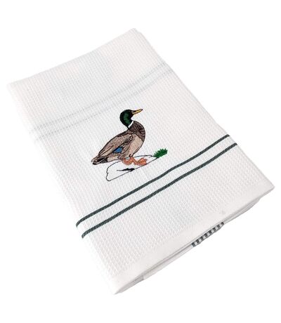 Torchon nid d'abeille WAFFLE brodé Canard