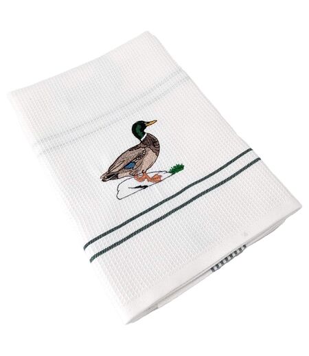 Torchon nid d'abeille WAFFLE brodé Canard