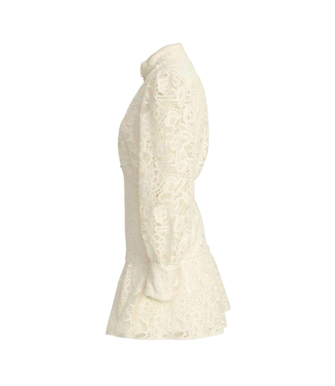 Robe Courte Motif/style Lacets Remy Femme Blanc Cassé Bardot-4