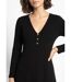 Robe unie courte col V en maille côtelée-3
