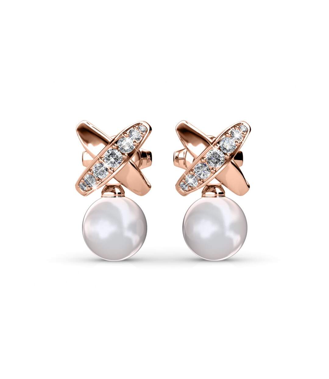 Boucles d'oreilles Chris Pearl, Perle d'Autriche, Cristal d'Autriche