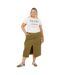Womens/ladies Denim Plus Cargo Skirt Khaki Green Brave Soul-4