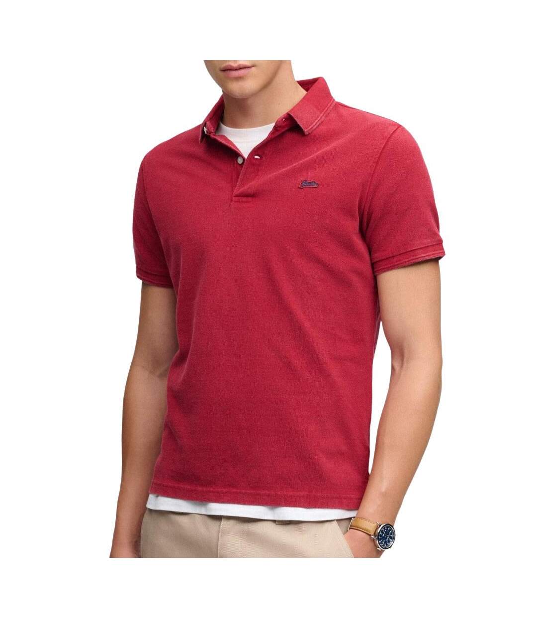 Polo rouge homme superdry classic pique-1