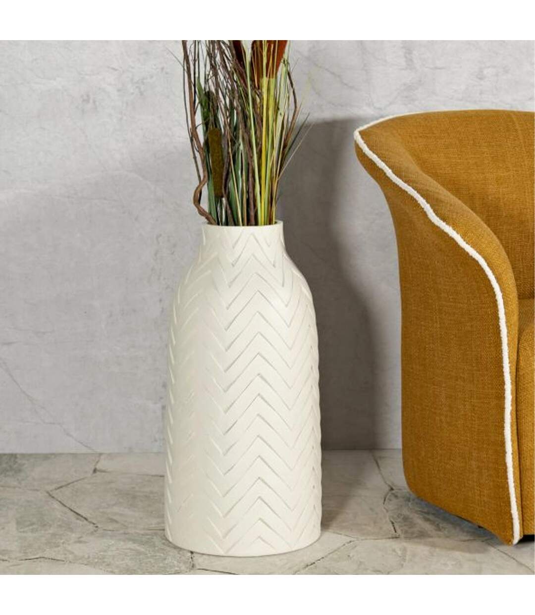 Vase Design en Céramique Winter 60cm Crème-5