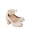 Womens/ladies celine high block heel court shoes beige Faith